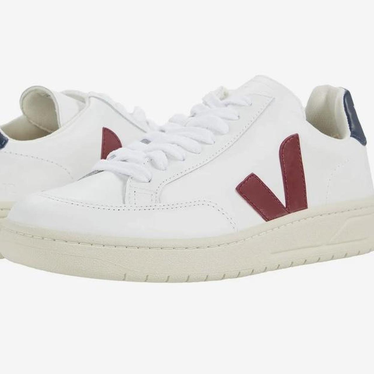 Size barely worn Vejas #white #navy #red #veja Depop