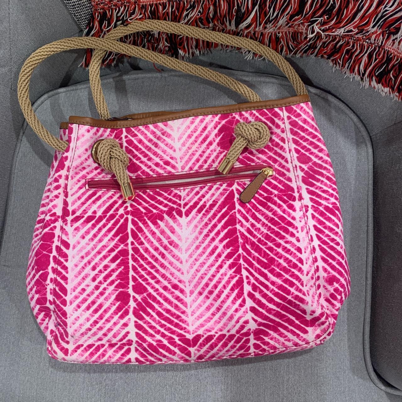 michael kors pink and white canvas tote bag. never - Depop