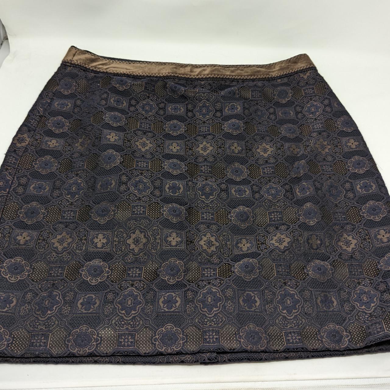 Saks Fifth Avenue Lace Blend Black and Tan Midi... - Depop