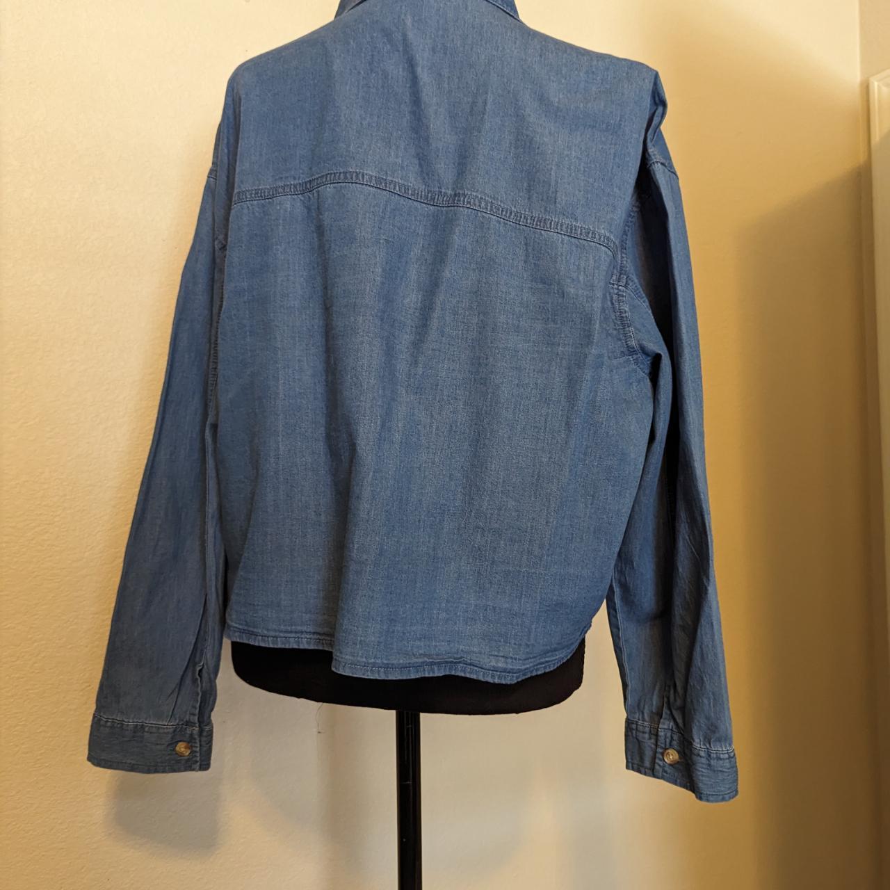 ThereAbouts Long Sleeve Blue Denim Top - Depop