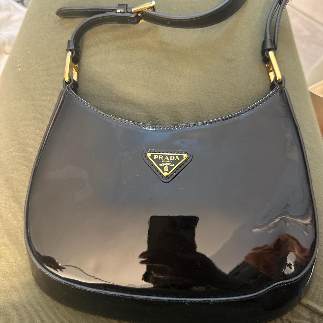 Black prada Cleo patent leather bag