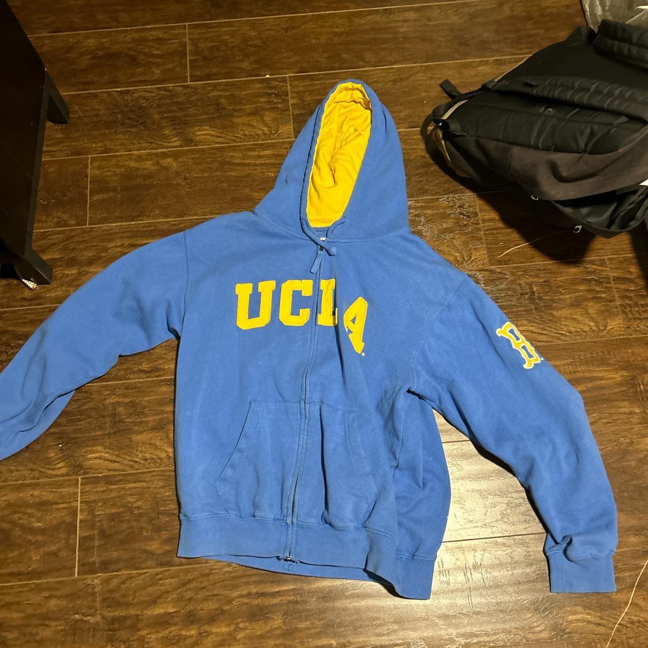 large blue and yellow ucla zip up hoodie good condition Depop