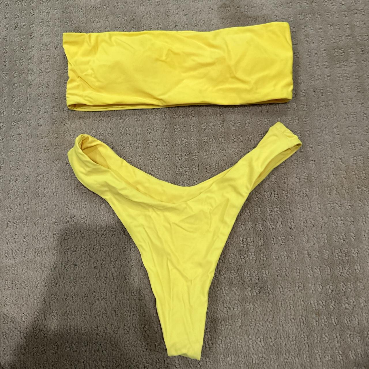 Bright yellow shein bikini, size small - Depop