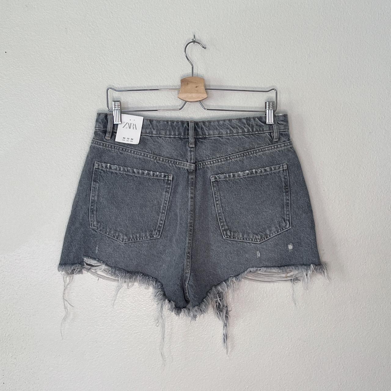 zara high rise shorts anthracite grey ‣ new w/... - Depop