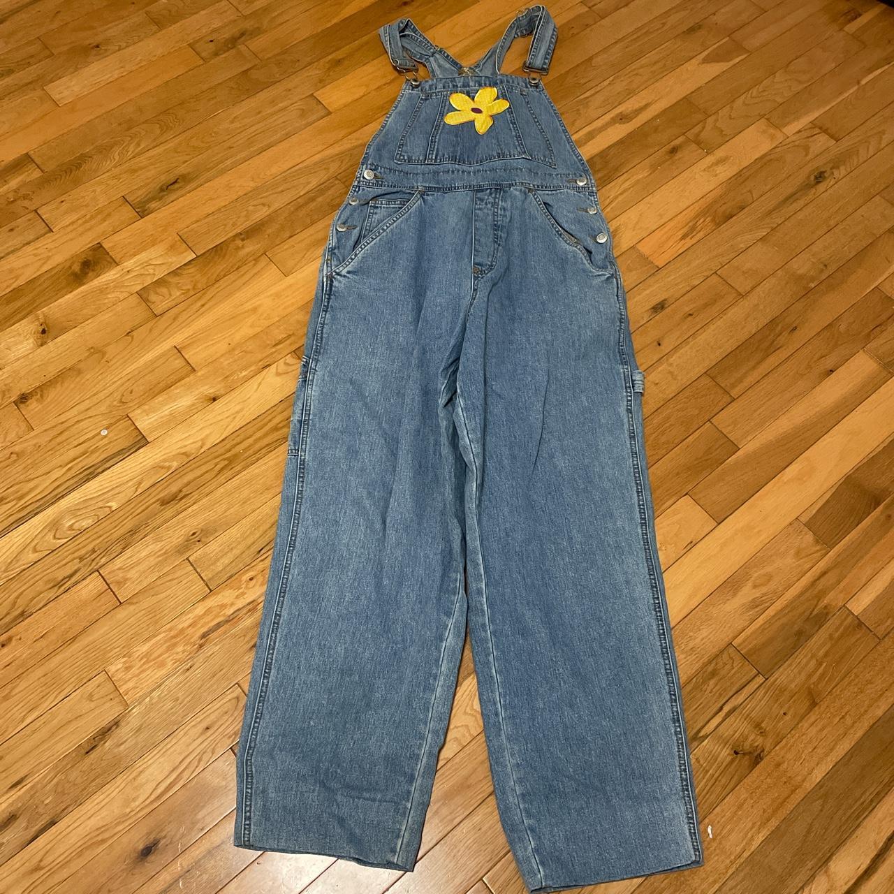 Medium Old Navy overalls with flower patch Willing... Depop
