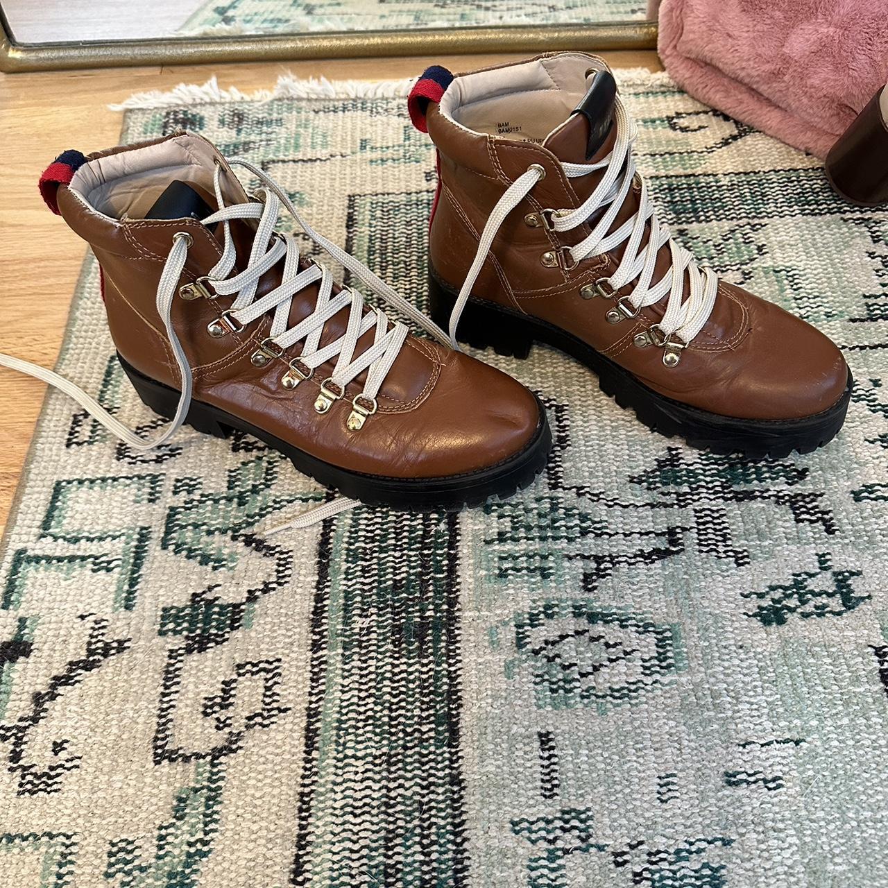 Steve Madden Faux Brown Leather Combat Depop