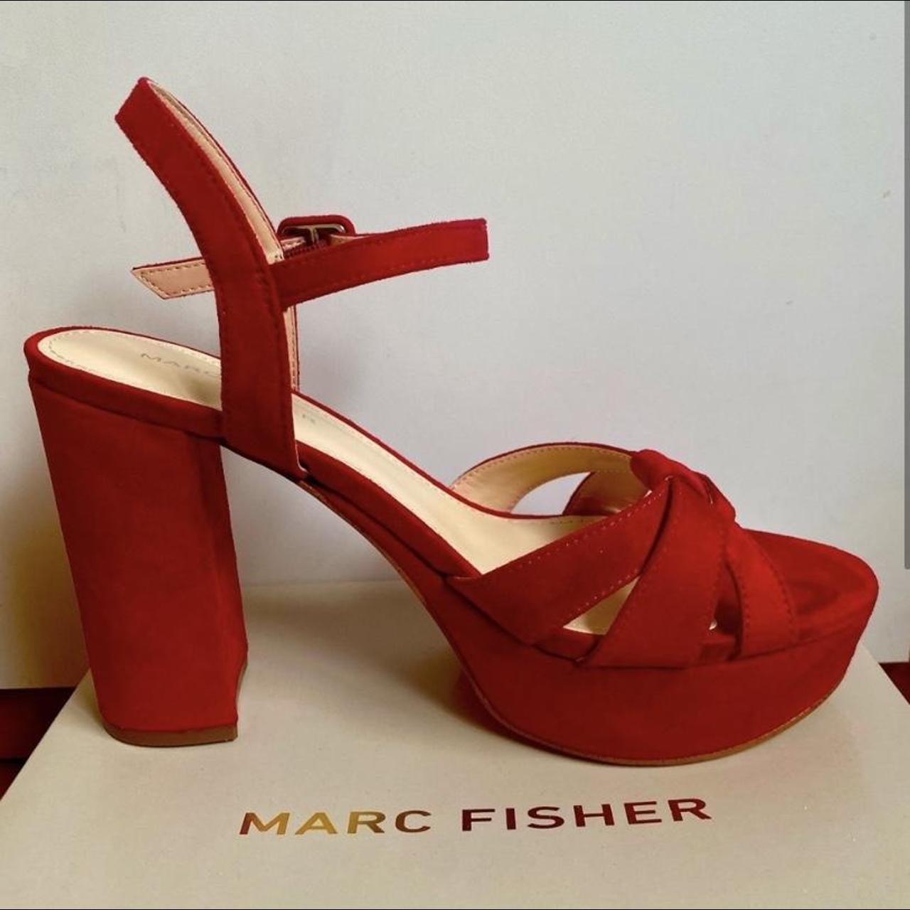 NEW Red luxe platform heeled sandal open toed Depop