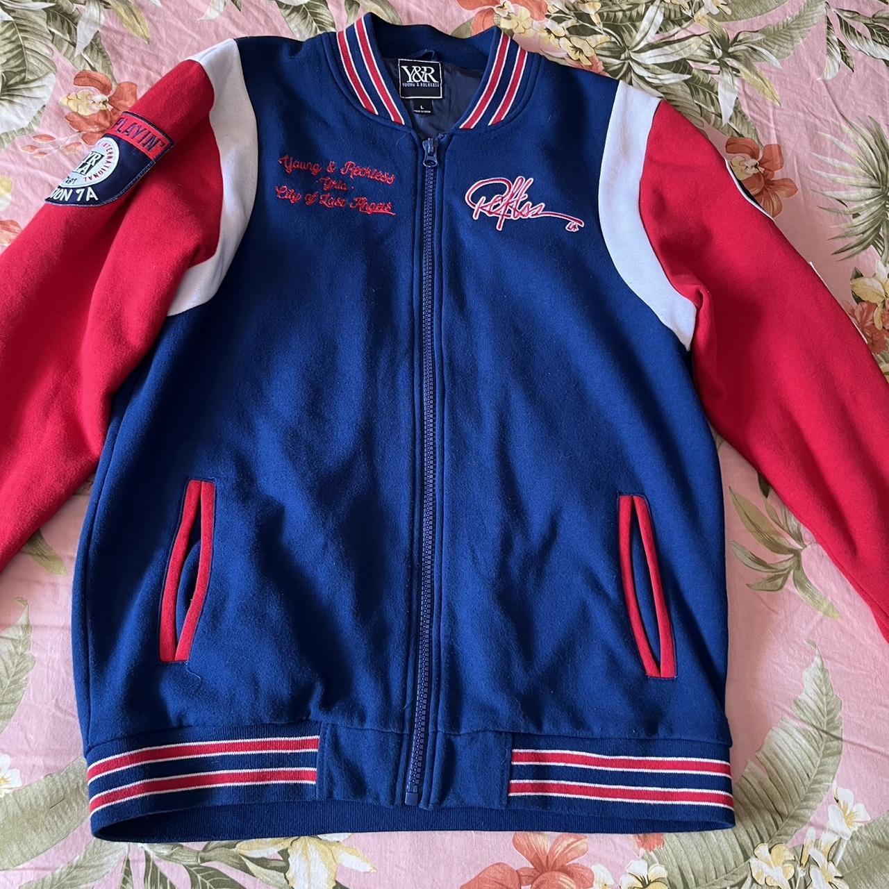 Young Reckless Jacket Blue Red Varsity Zip Los. Depop