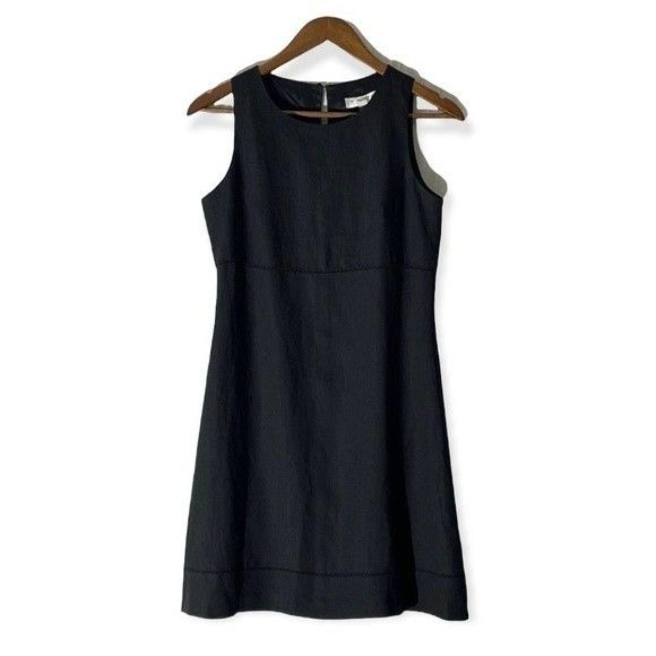 TRIO New York Black Linen Knee Length Dress... - Depop