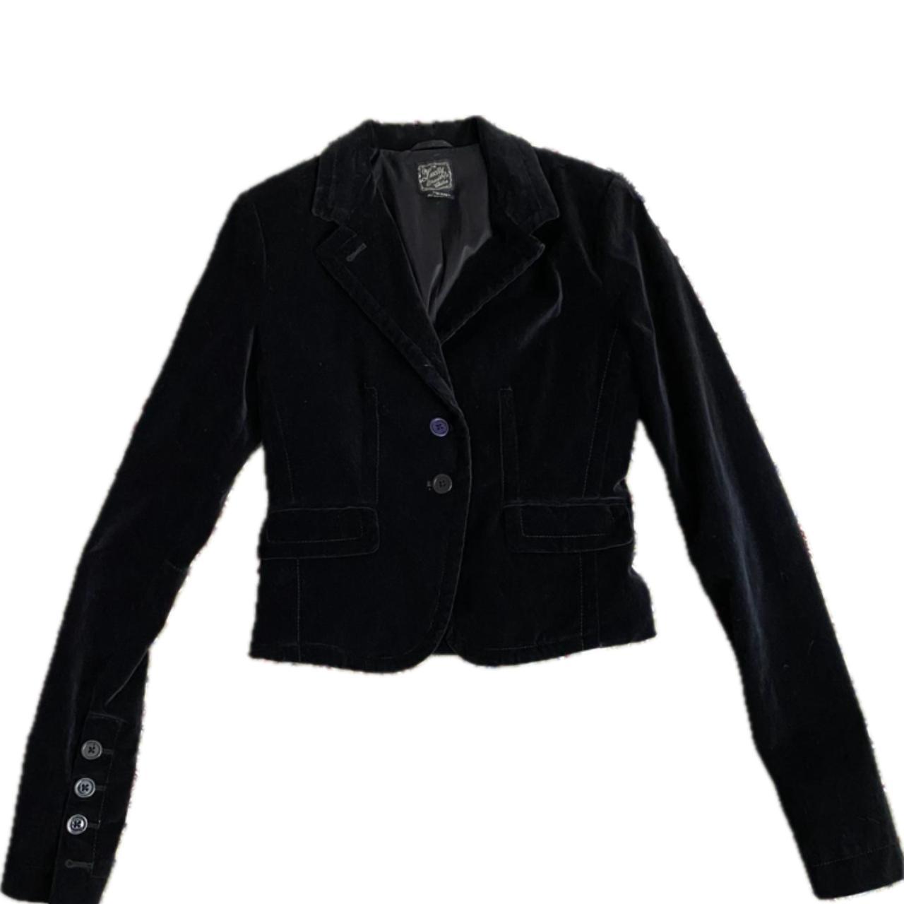Lucky Brand black velvet suit jacket. Cotton shell - Depop