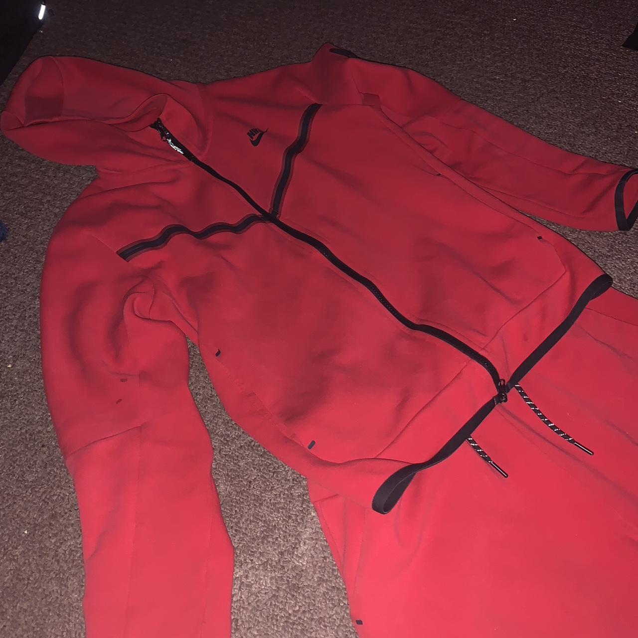 red nike tech fleece tracksuit