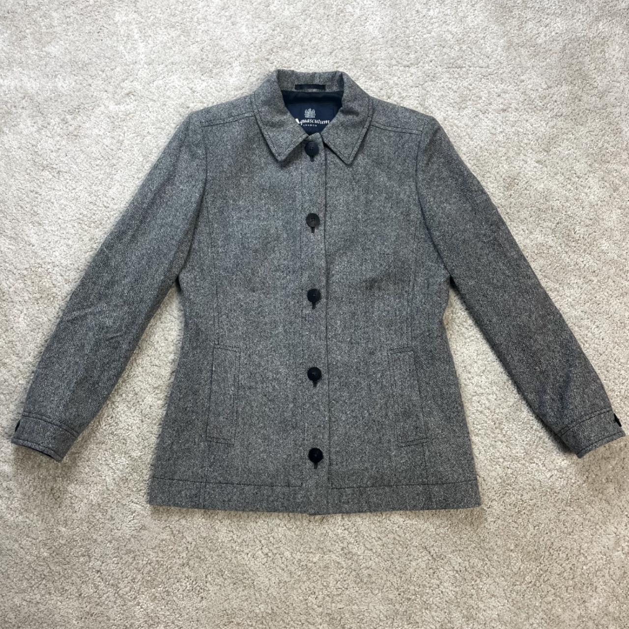 AQUASCUTUM Women 5 Button Blazer Jacket UK 10 Grey... - Depop