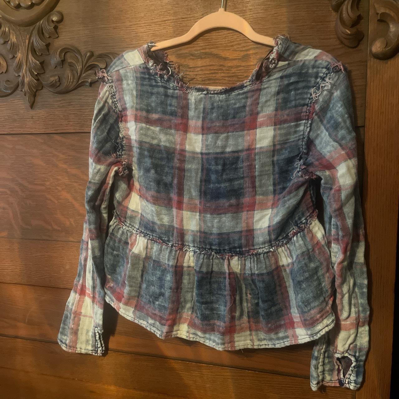 Gianni Bini plaid flair babydoll top. This top is... - Depop