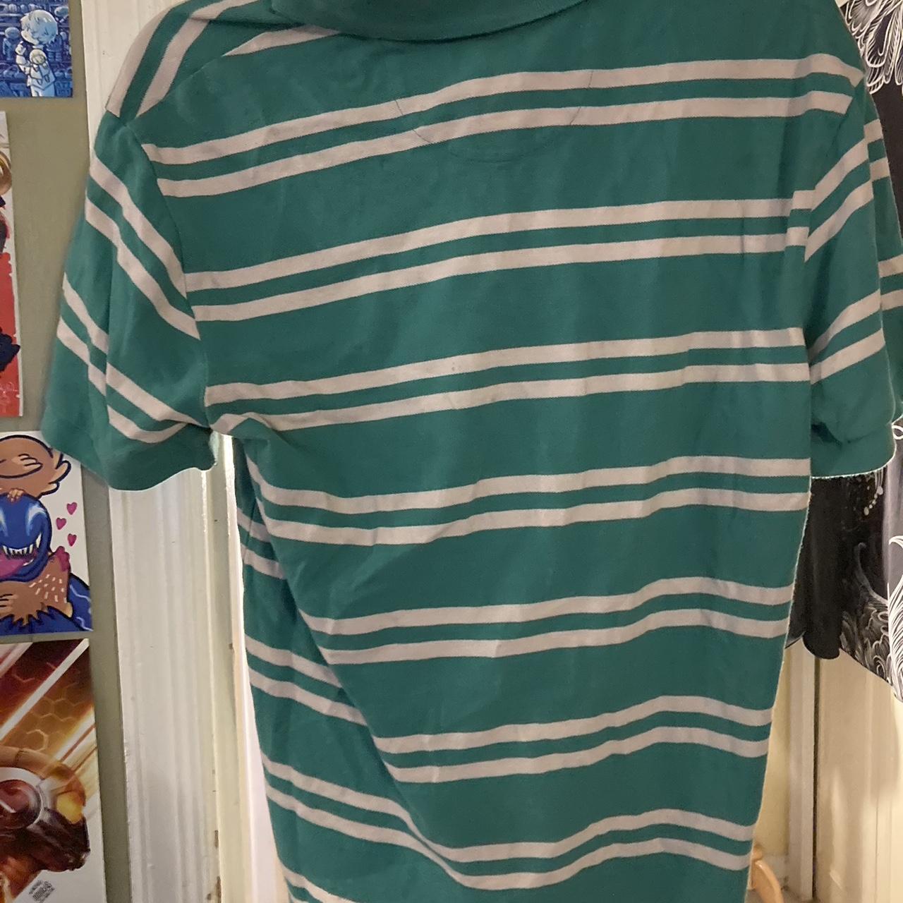 Green and white striped Chaps shirt - Depop