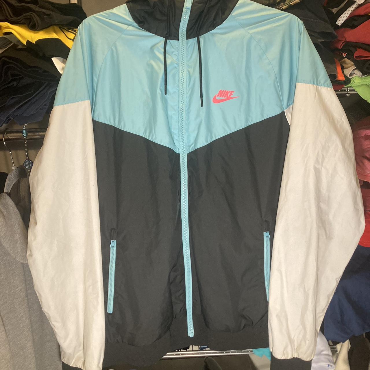 Nike zip up windbreaker , size L , blue and white... Depop