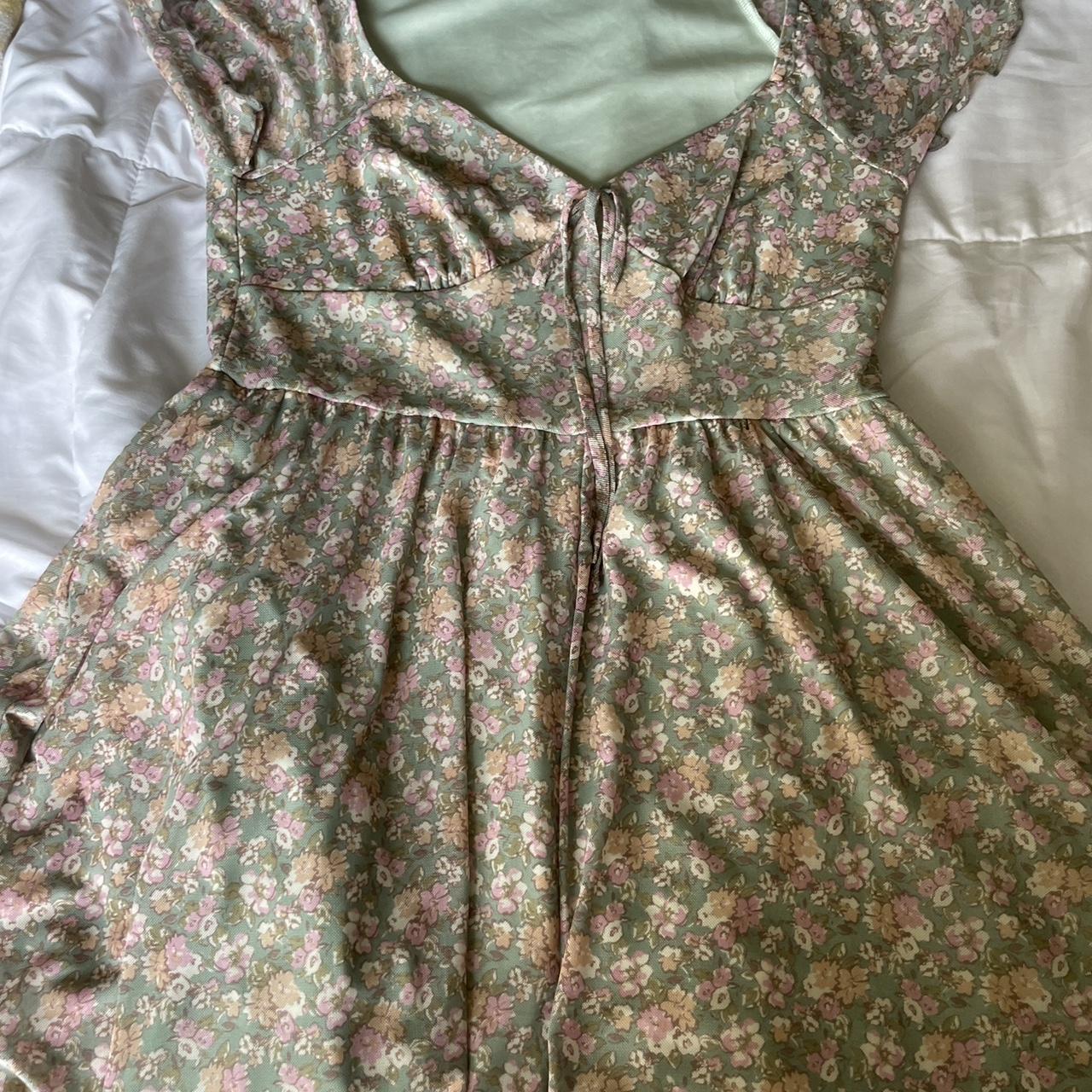 Floral Green Dress With Shorts. - Depop