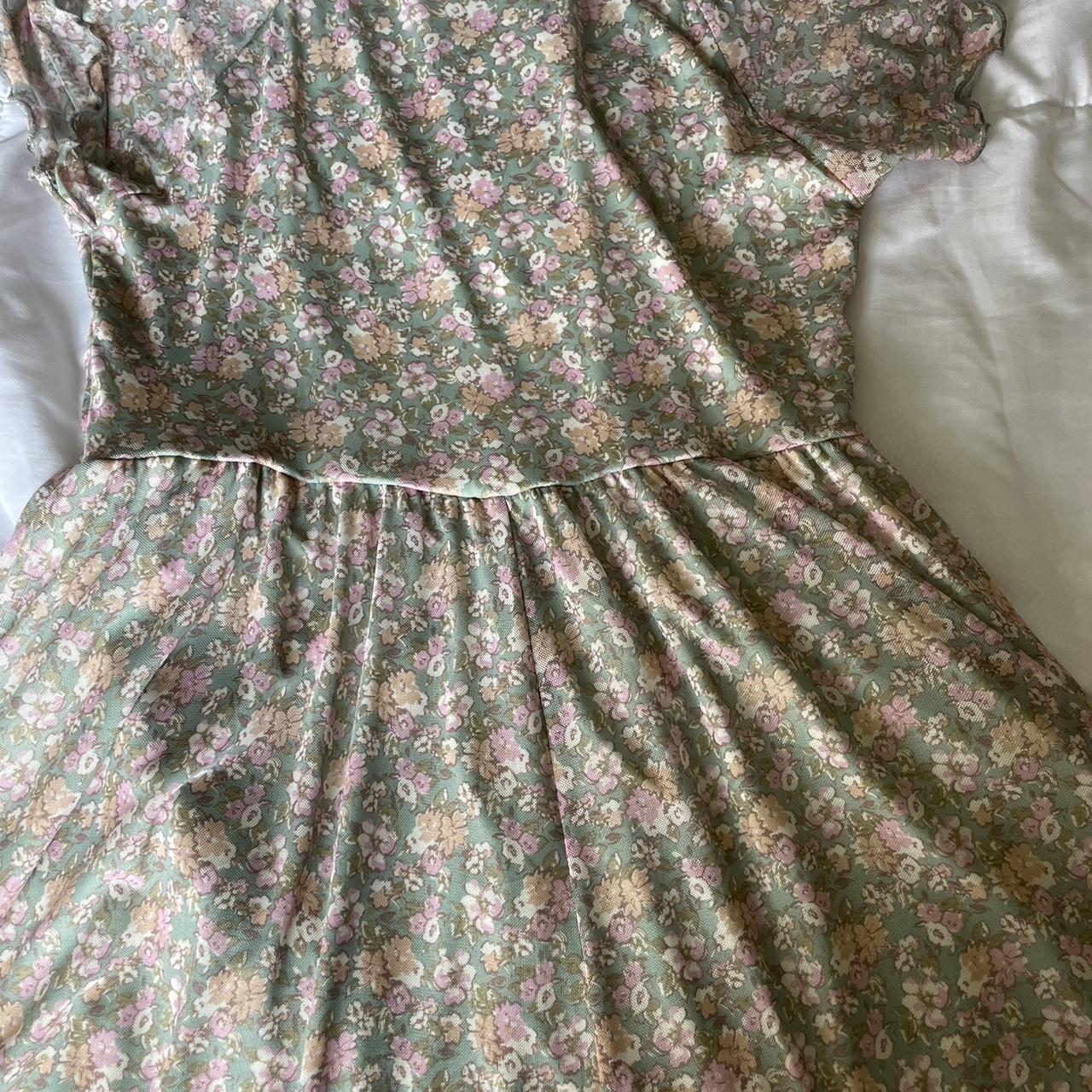 Floral green dress with shorts. - Depop