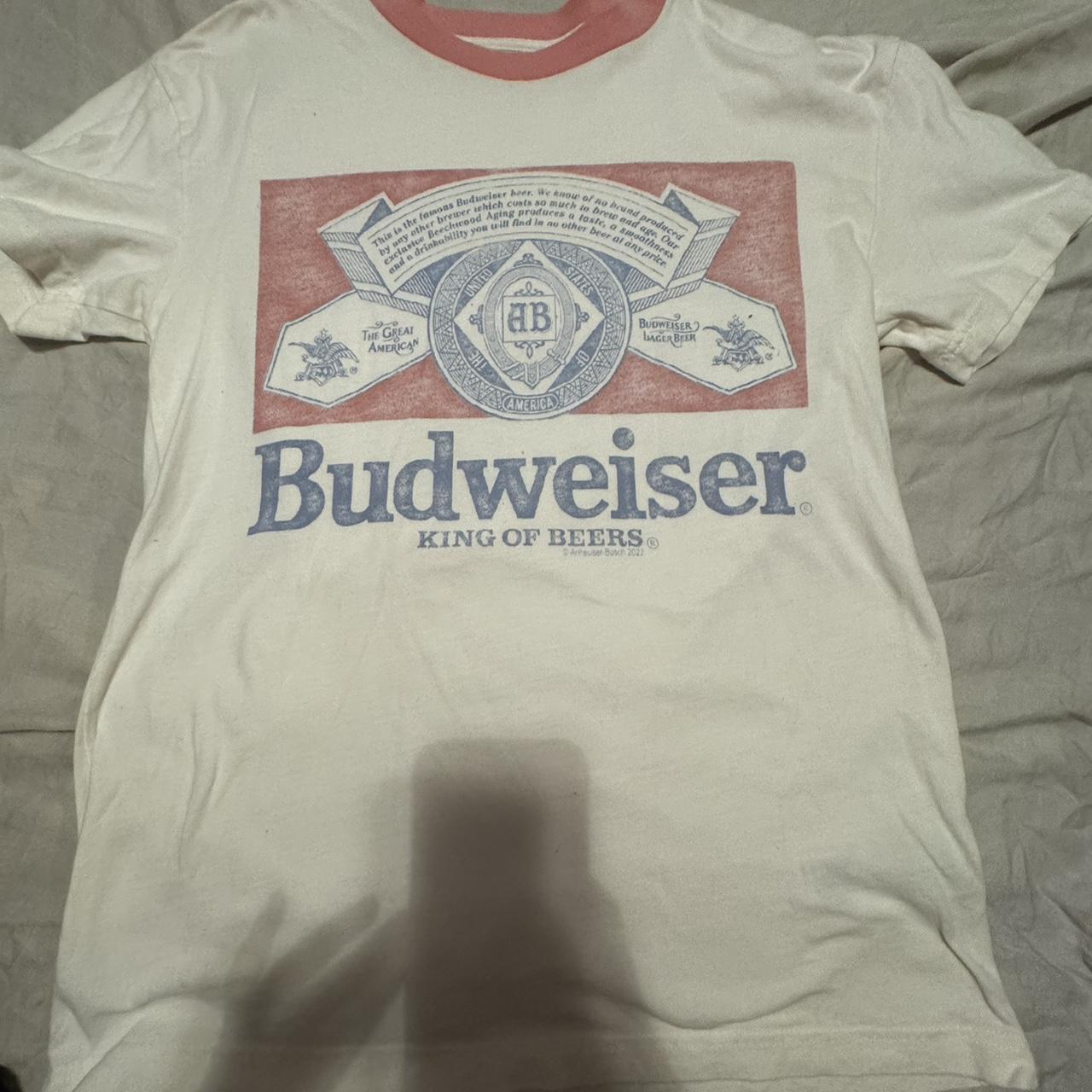 abercrombie and ditch budweiser shirt size medium... - Depop