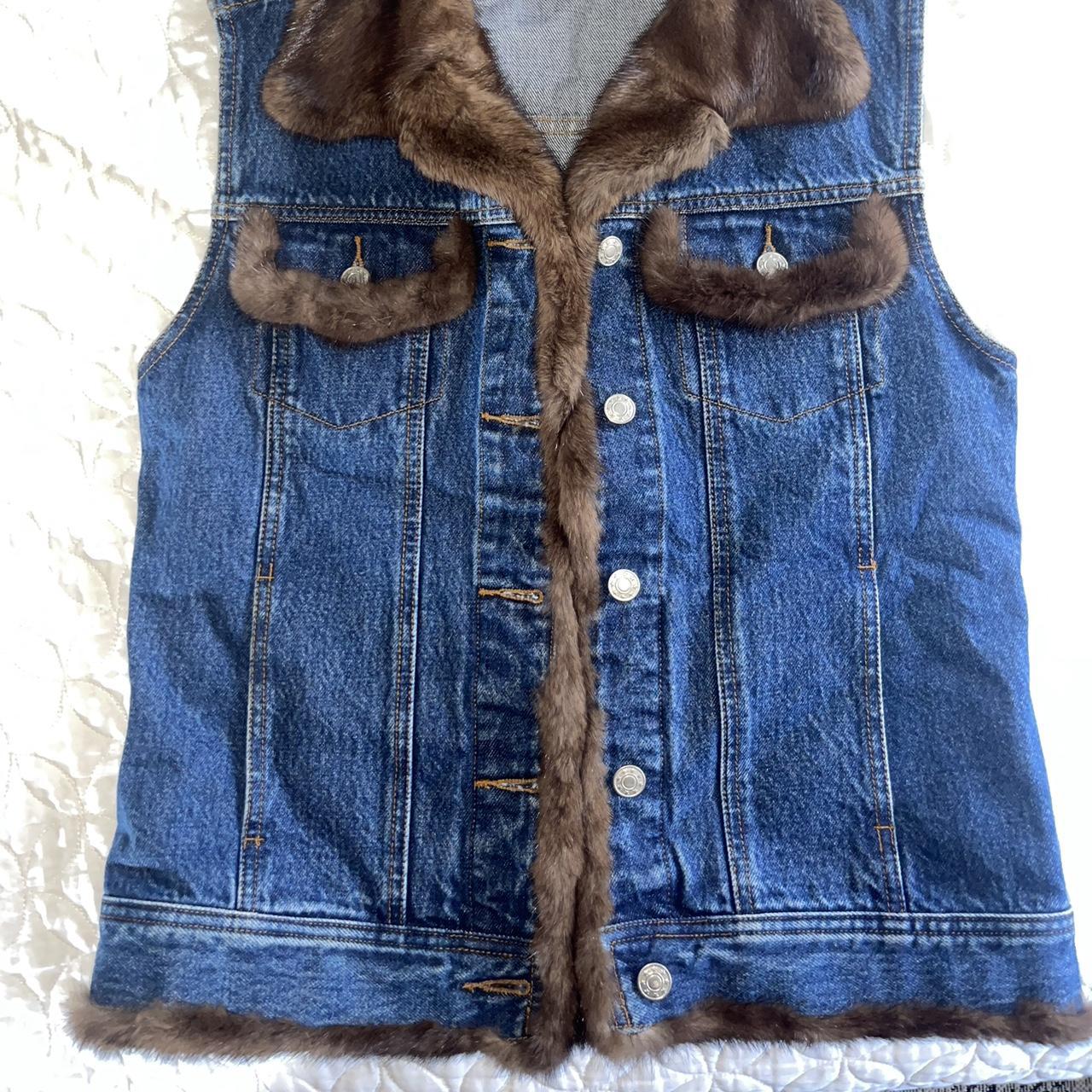 NWOT Neiman Marcus Faux deals Fur Blue Vest Womens Size L