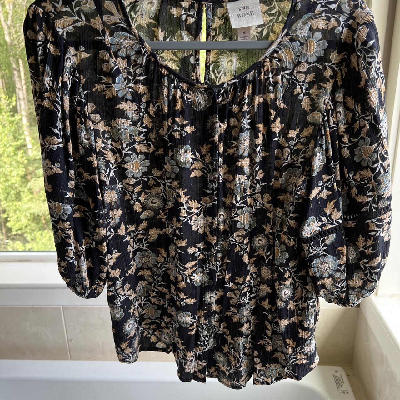 NWOT Knox Rose Tops Blouse Women XS Floral Sheer - Depop