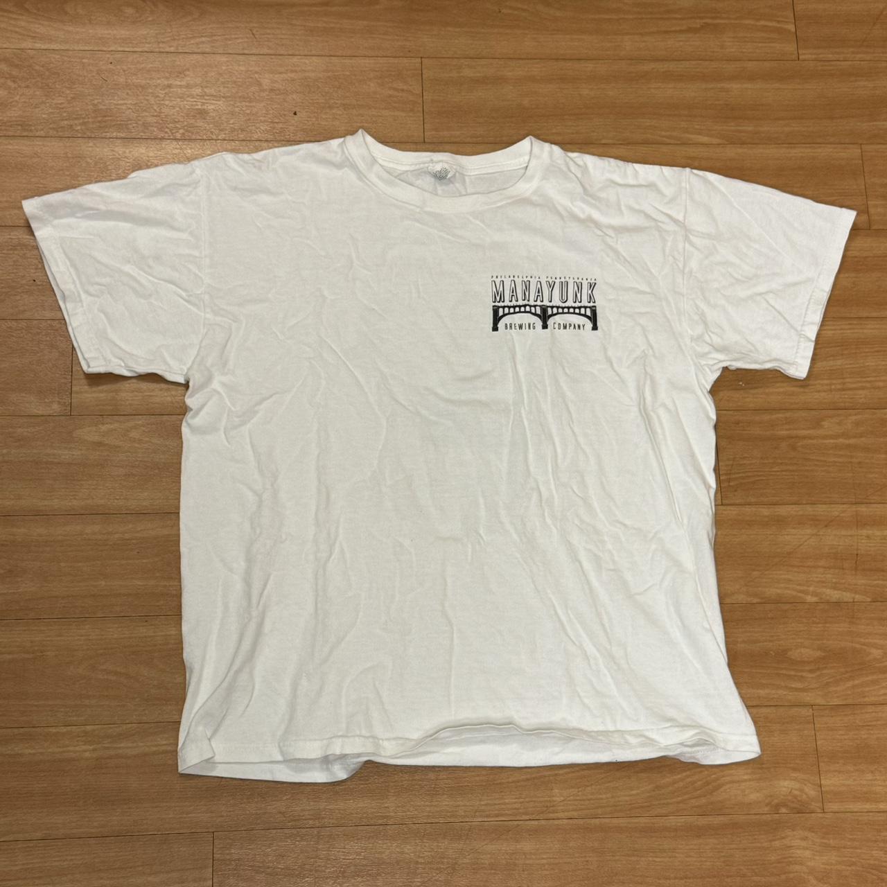 Y2K Manayunk Brewing Co. t-shirt in white Sick back... - Depop