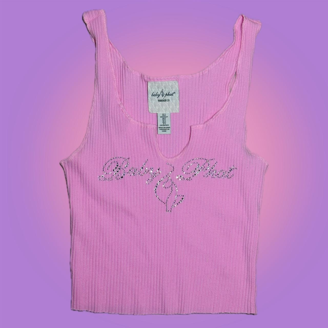 Baby Phat Pink Bedazzled Tank Top labelled size... Depop