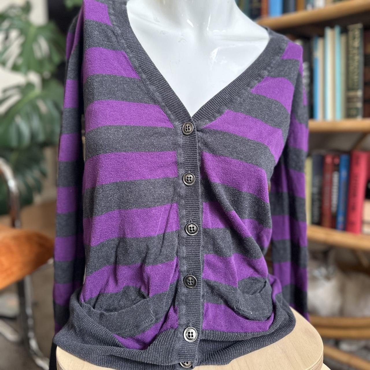 Y2k grunge goth anchor blue striped cardigan. Tagged... - Depop