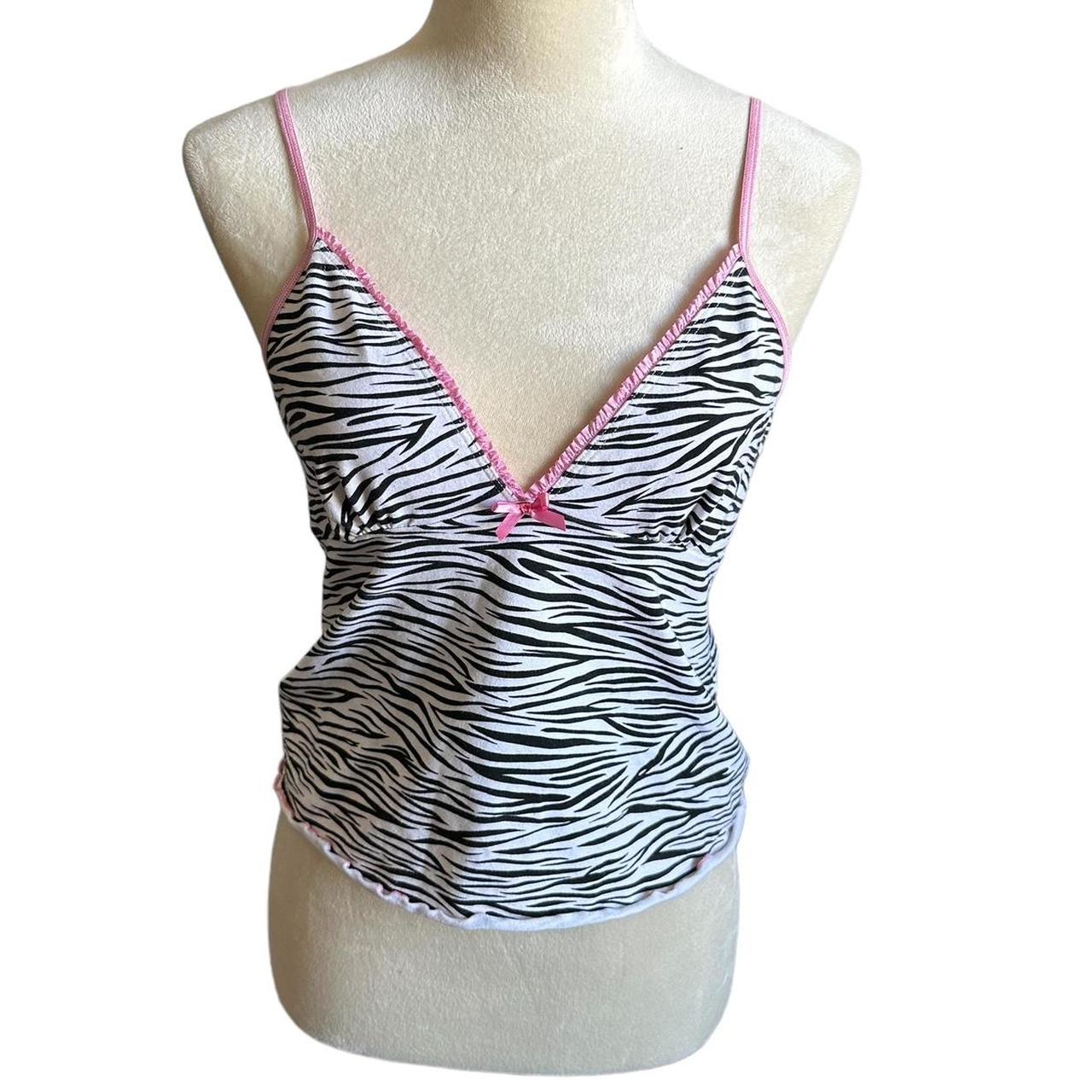 Y2K zebra print cami tank top. Tagged medium, fits... - Depop