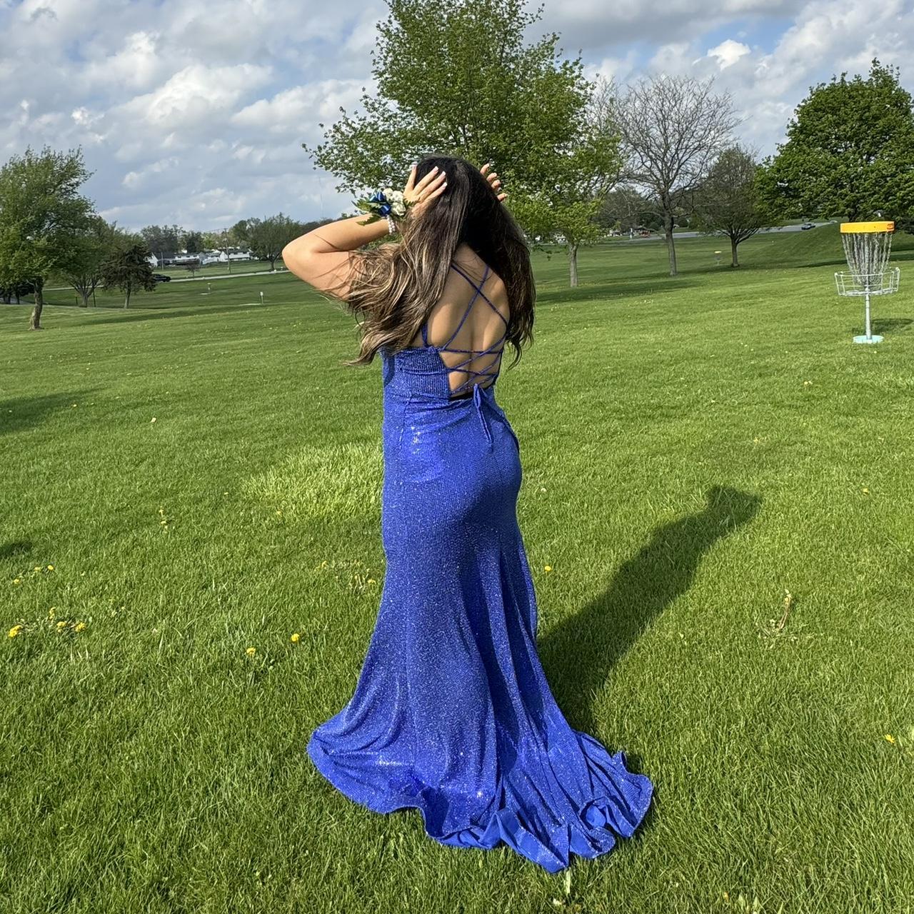 Royal blue prom dress with sparkly details From. Depop