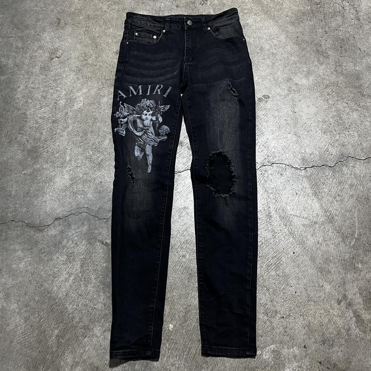 Amiri jeans with angel on front -no stains •28 in... - Depop