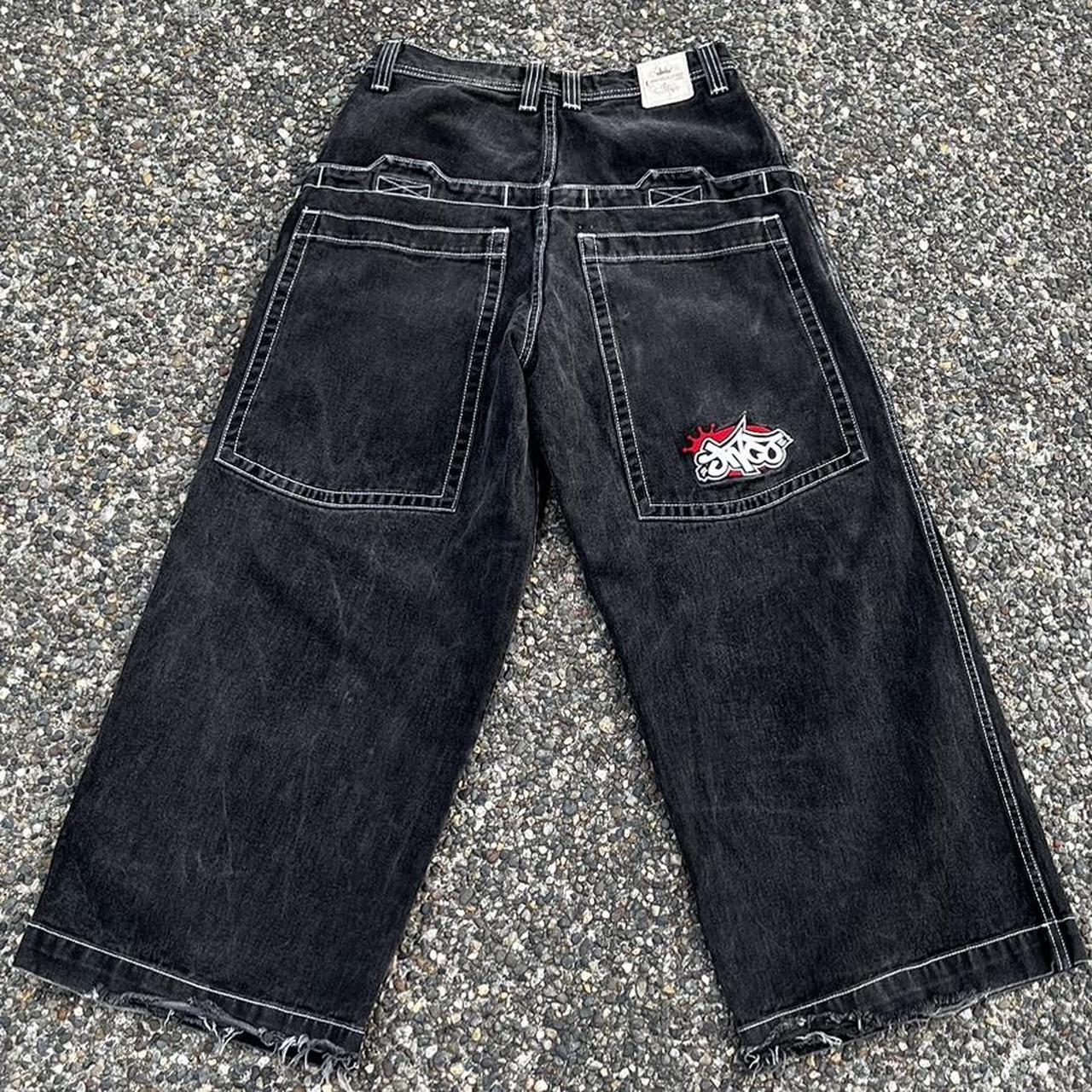 Vintage JNCO jeans low pockets with snail Jnco spell... - Depop