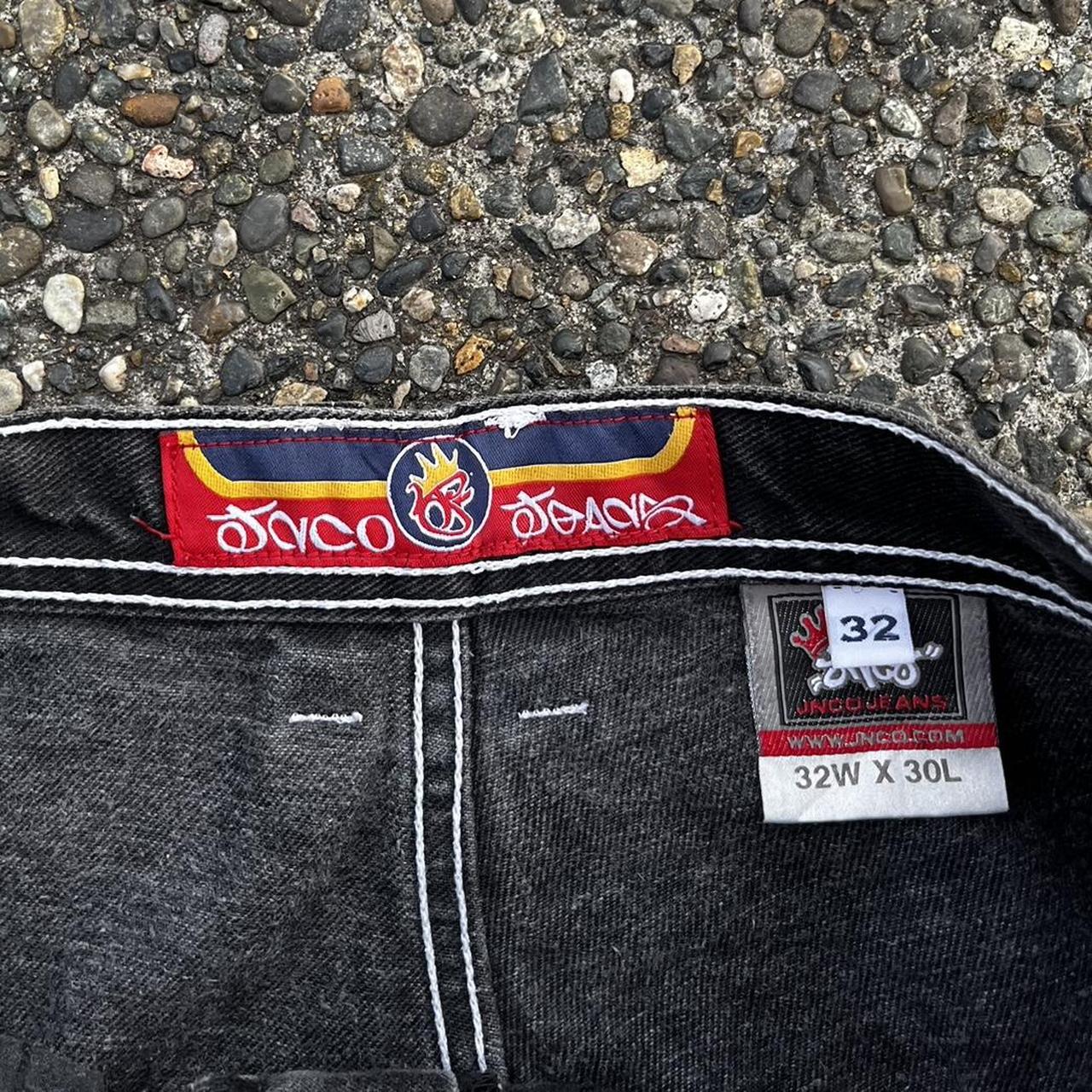 Vintage JNCO jeans low pockets with snail Jnco spell... - Depop