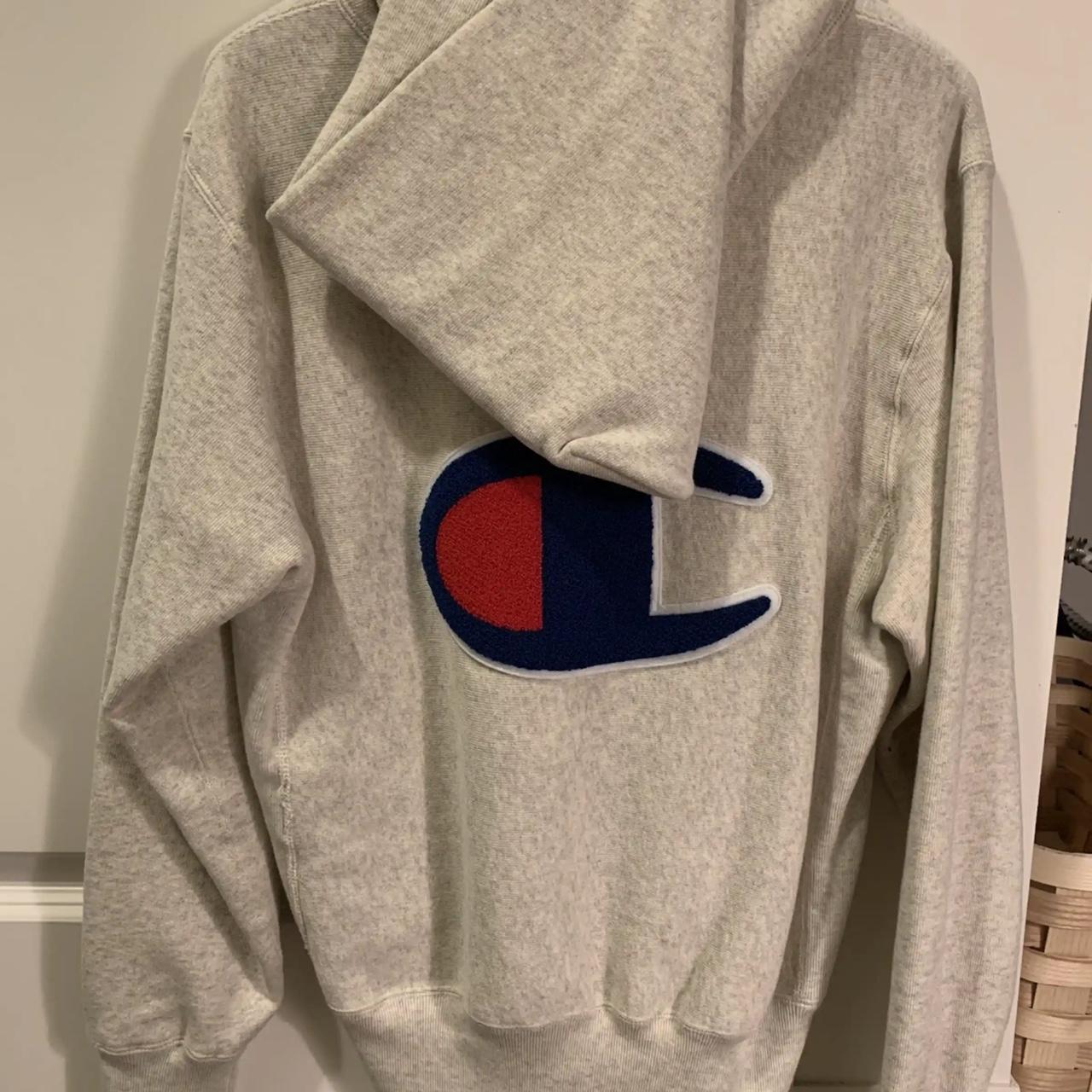 Medium Size BAPE x Champions Full Gray Zip Up Hoodie - Depop