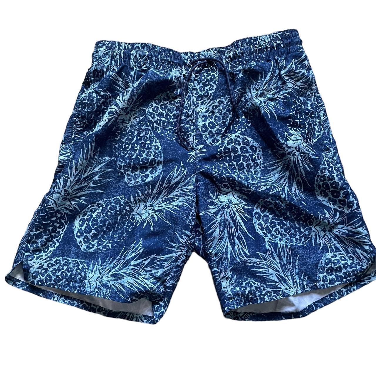 Blue pineapple swim shorts. Perfect condition with... - Depop