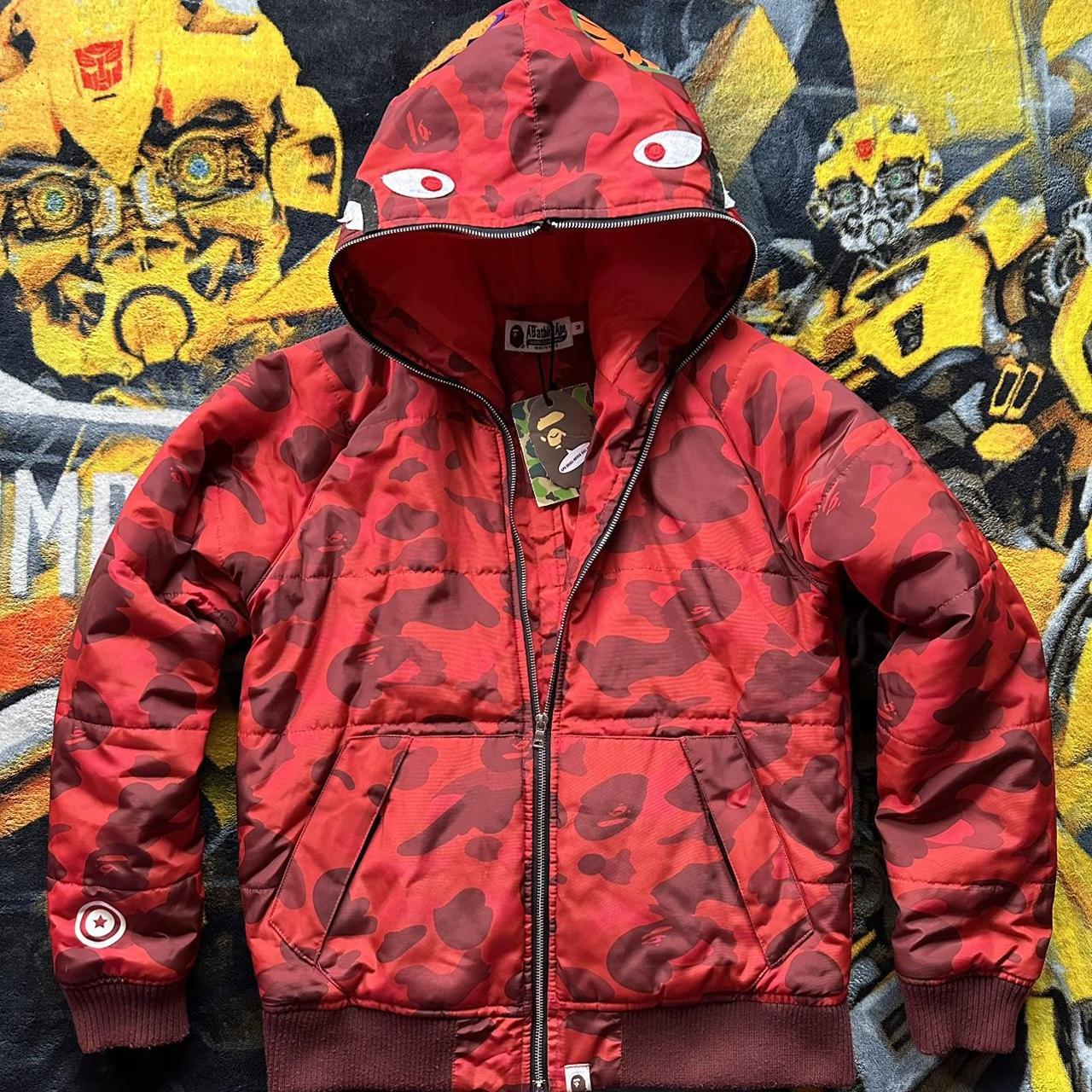 Red Camo 'A BATHING APE' puffer coat (FREE... - Depop