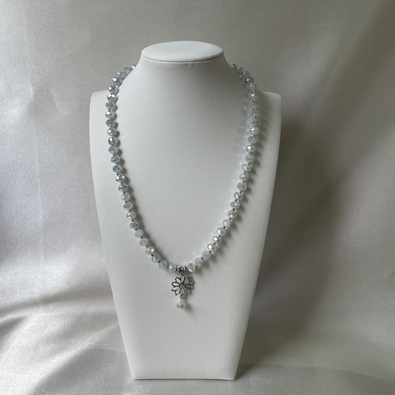 Brand new beautiful Light Grey bead necklace with... - Depop