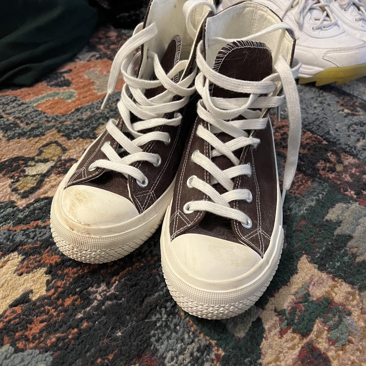 brown leather high tops
