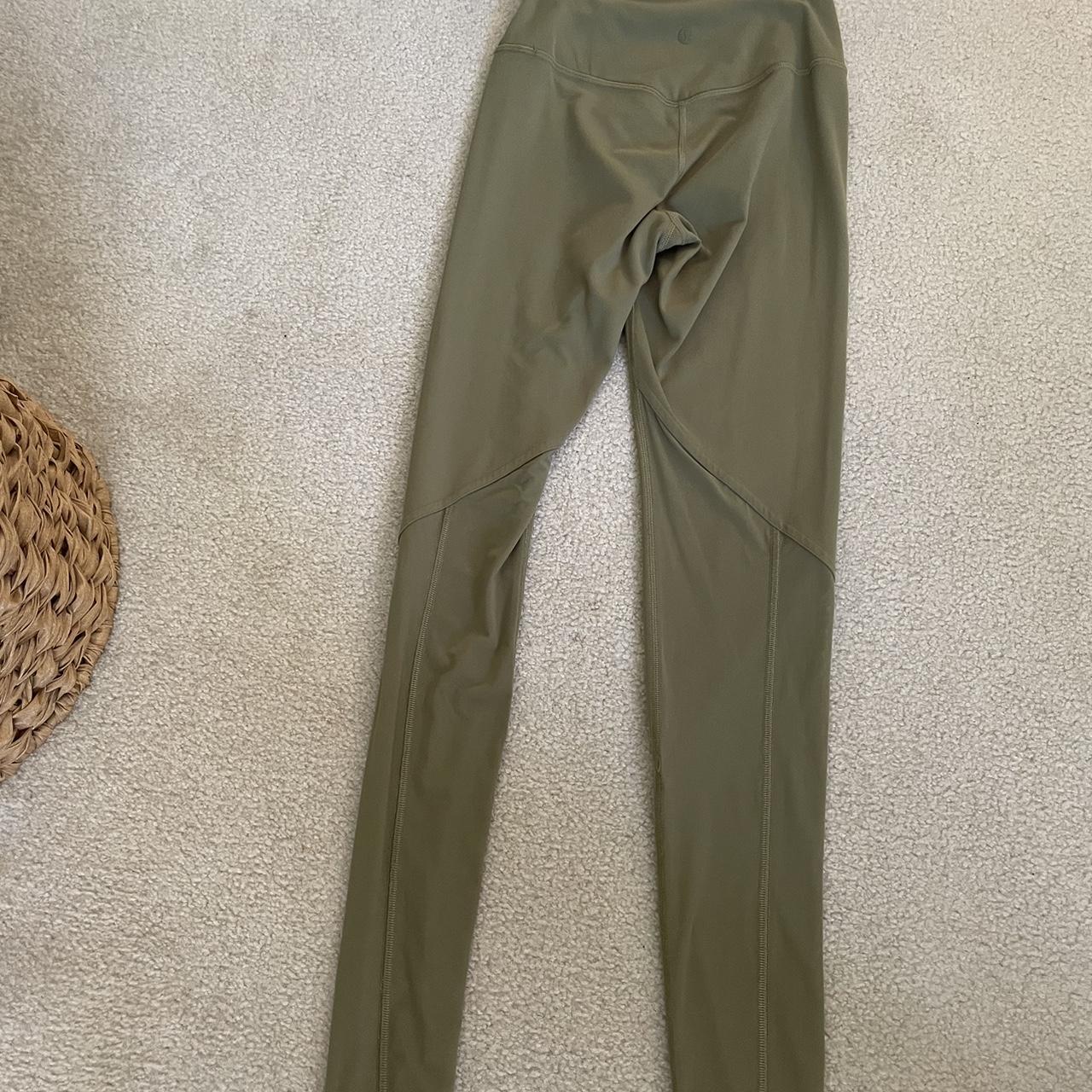 Army Green Lululemon leggings. Has pocket detailing. - Depop