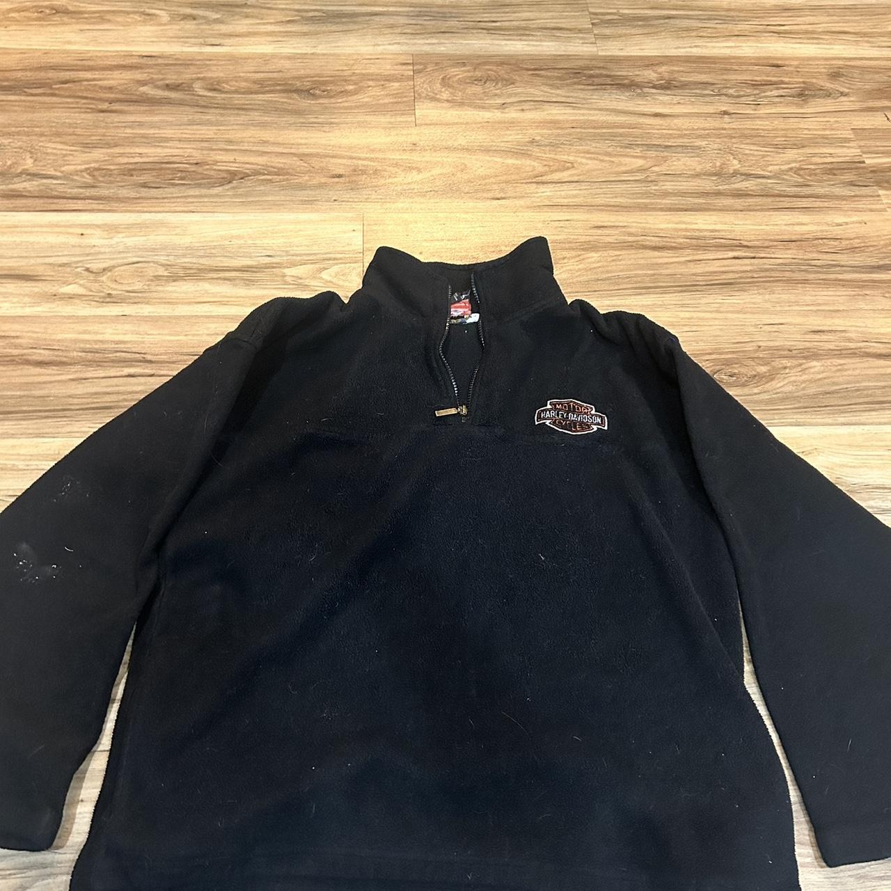 Large black Harley Davidson fleece zip up... - Depop