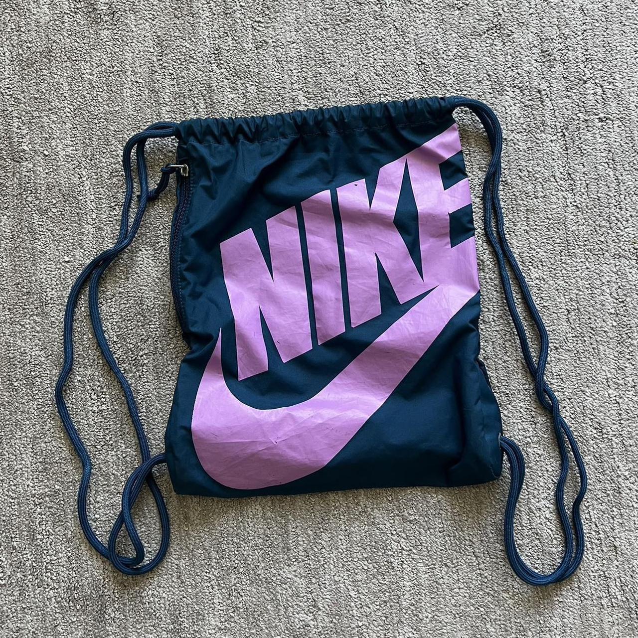 Purple nike drawstring bag best sale