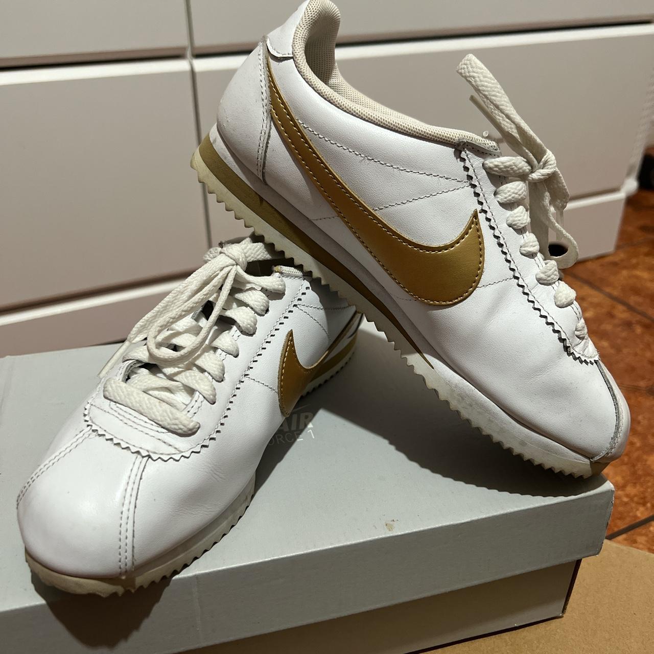 white and gold cortez womens