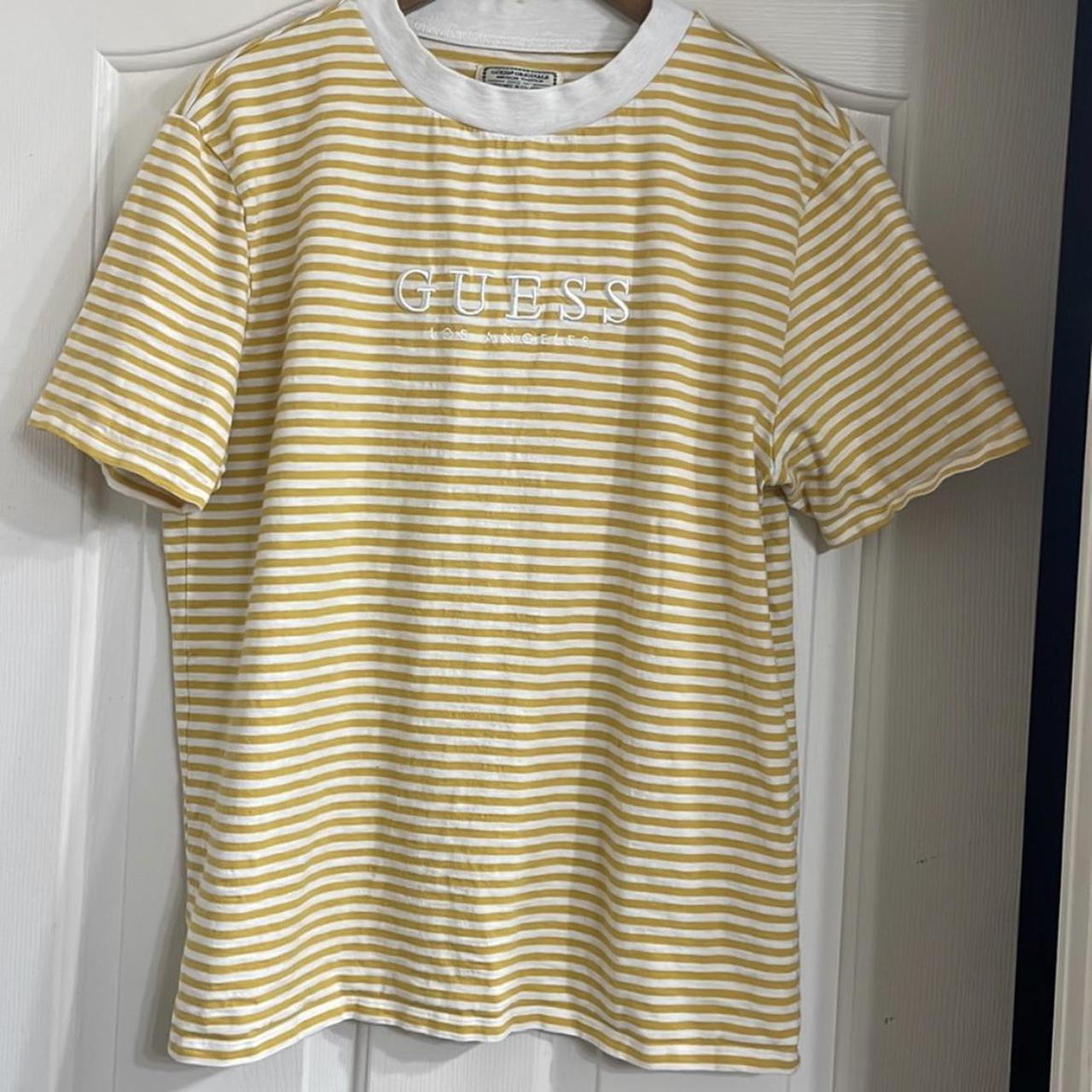 Guess shops yellow striped t shirt