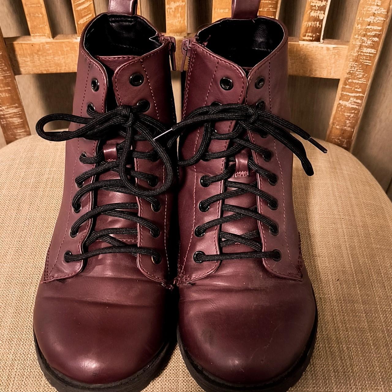 Burgundy combat outlet boots