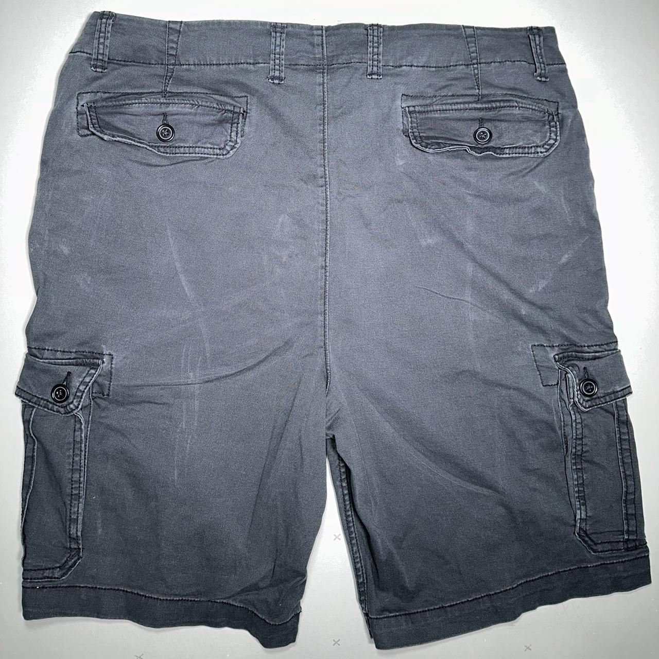 Dark grey/stoned washed cargo shorts - Depop