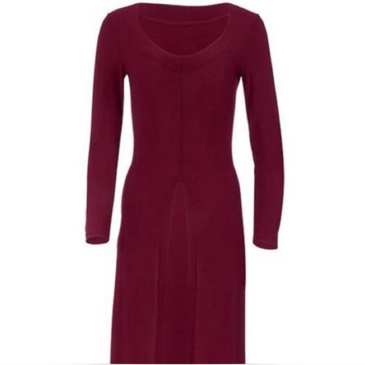 NEW VENUS BURGANDY LONG SLIT FRONT LONG SLEEVES... - Depop