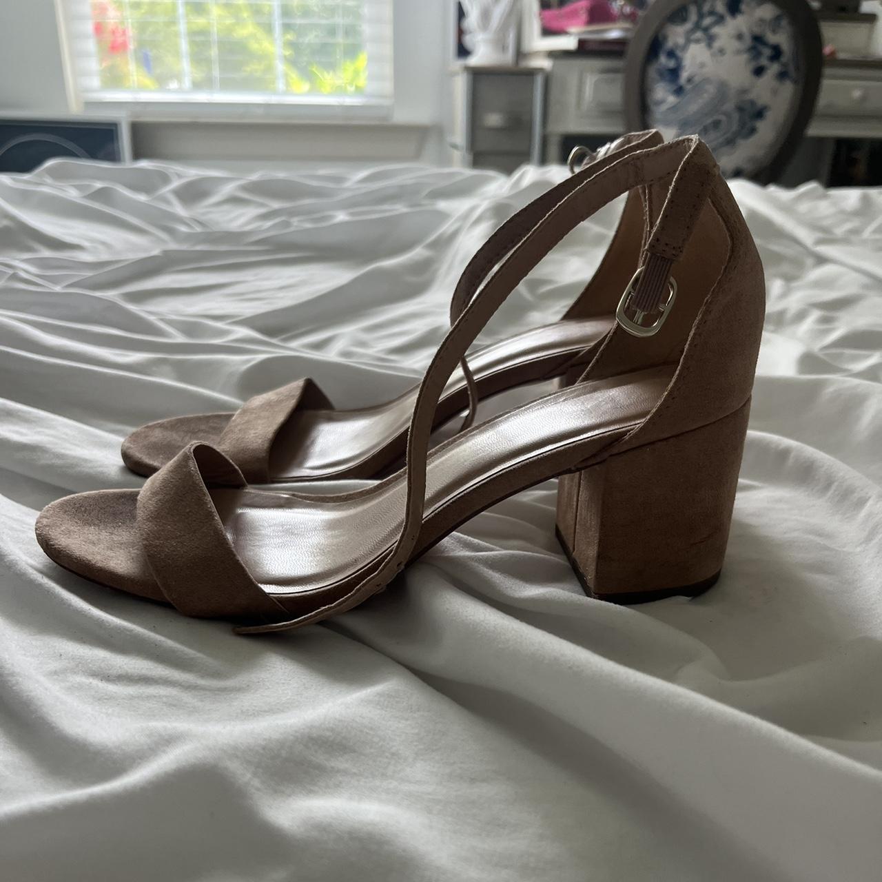 Nude small block heels best sale