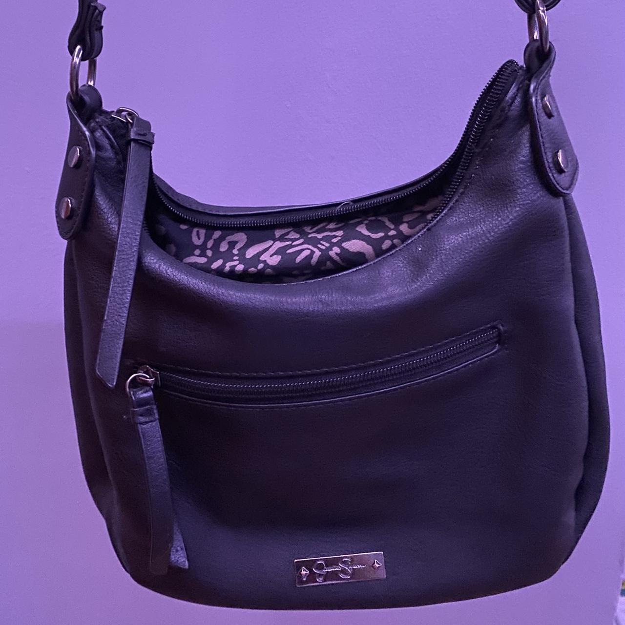 Jessica Simpson Handbag Shoulder Tote Purse Black Textured PVC Gold Chain  Studs | eBay