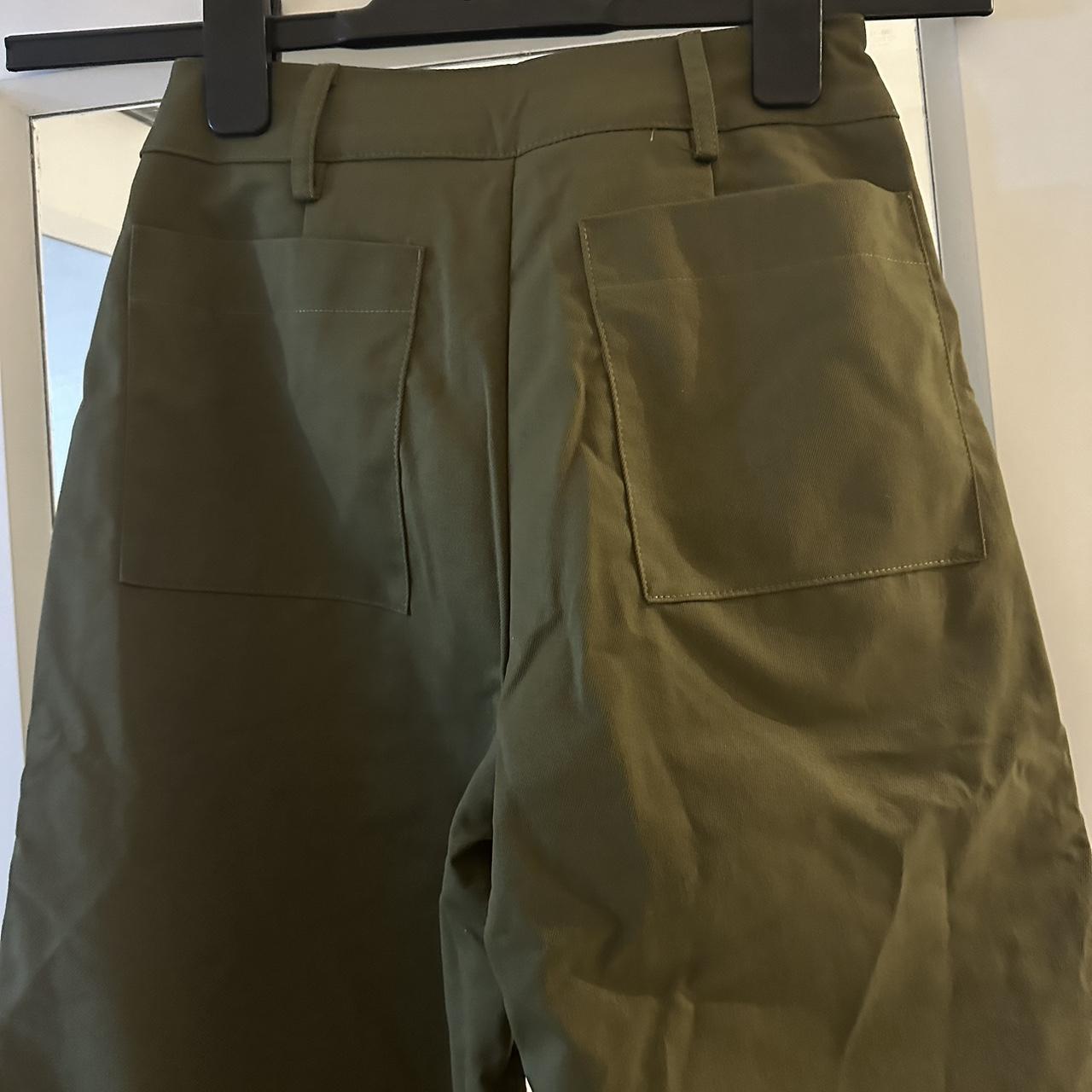 Khaki Twill Pocket Detail High Waist Cargo Trousers