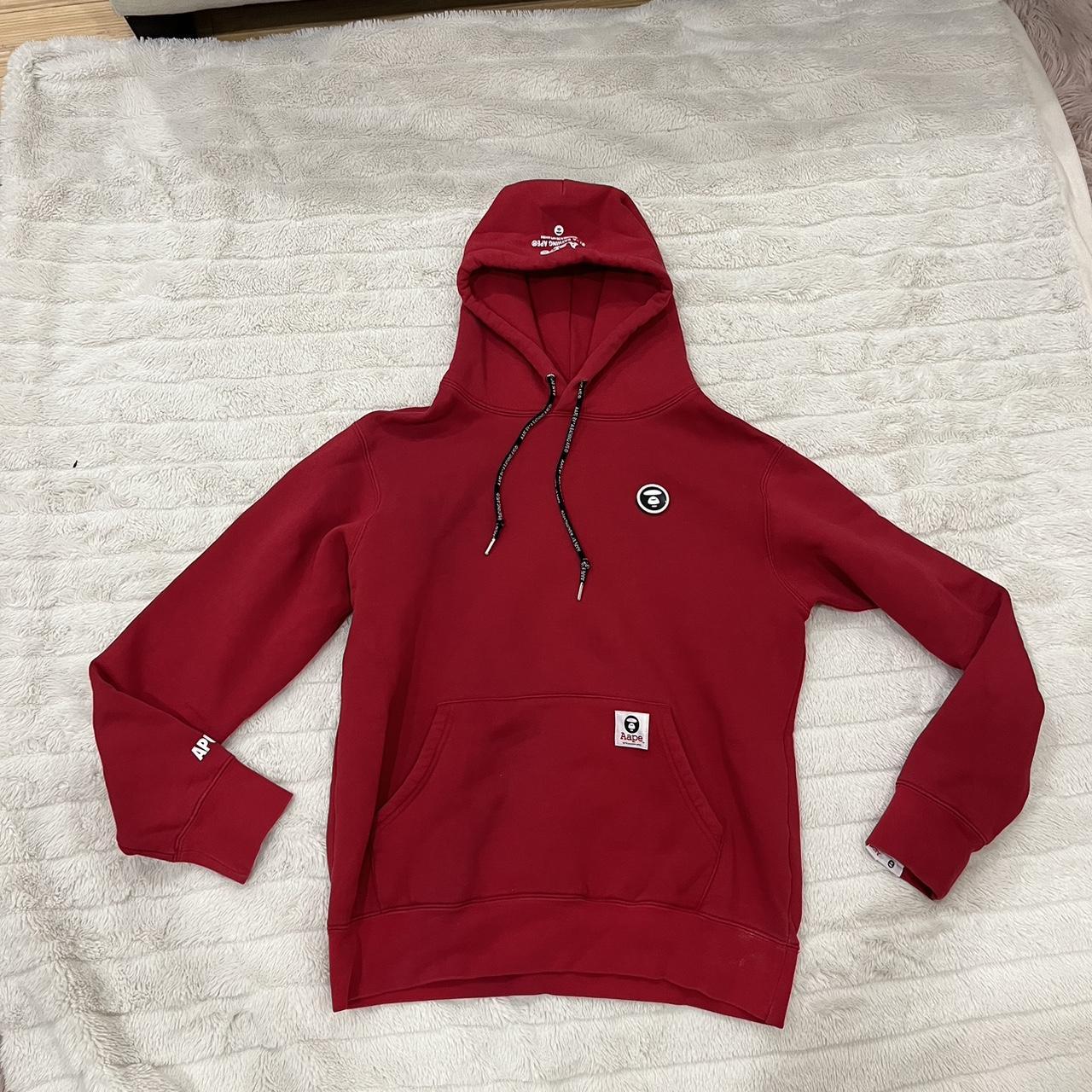 Aape Red hoodie Super Comfy and Amazing quality Depop