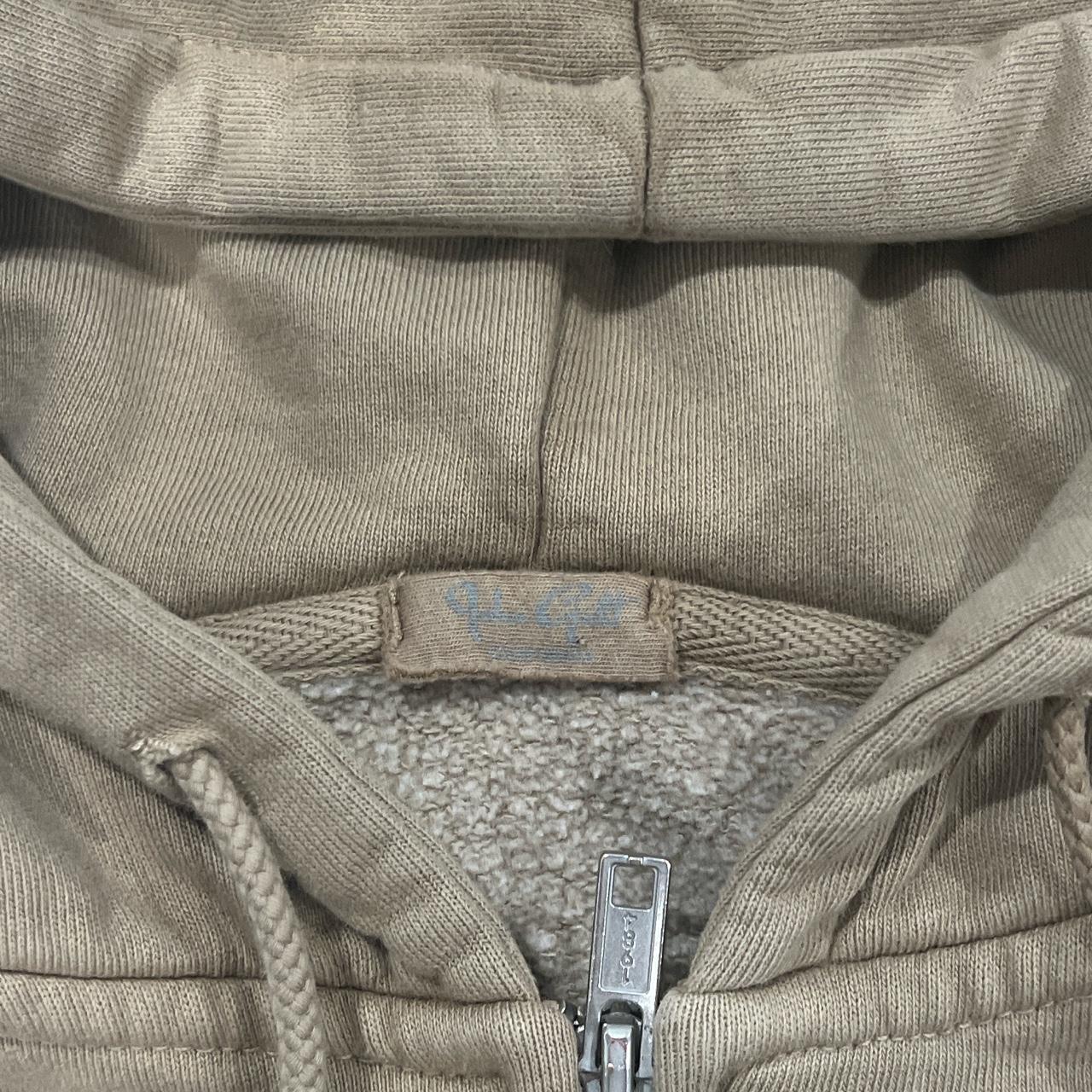 Brandy Melville Hoodie -cropped zip up -taupe - Depop